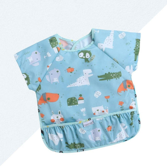 Polka Tots Waterproof Half Sleeves Apron Feeding Bibs for Baby Animal Print