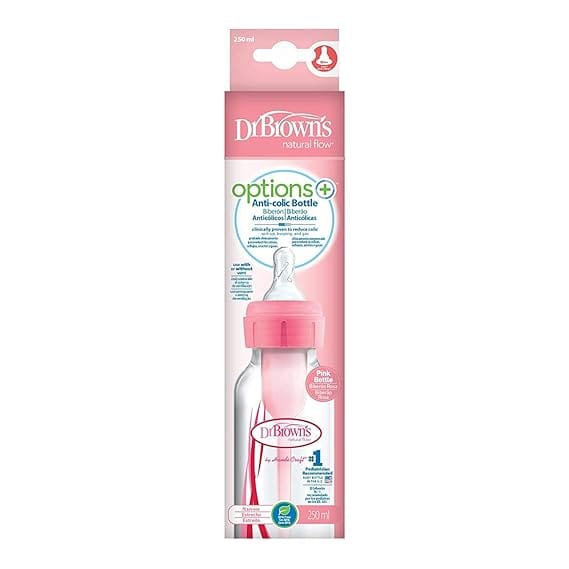 Dr. Brown's Narrow Neck Options Pink Bottle (250 Ml, Pack of 1, Pink)