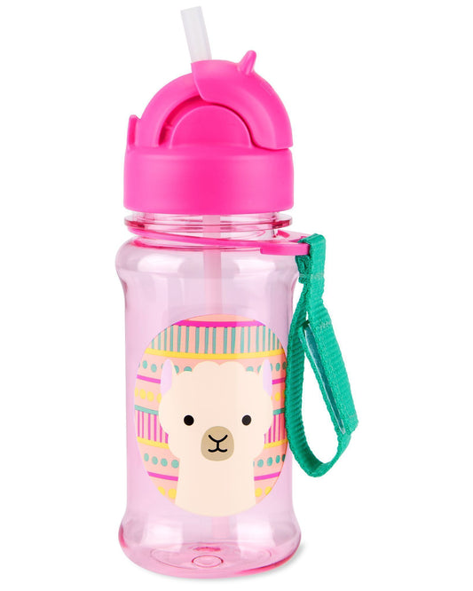 Skip Hop Zoo Straw Bottle with Tritan Renew, BPA-Free & PVC-Free Sippy Bottle for Kids, 355 mL Sipper - Llama