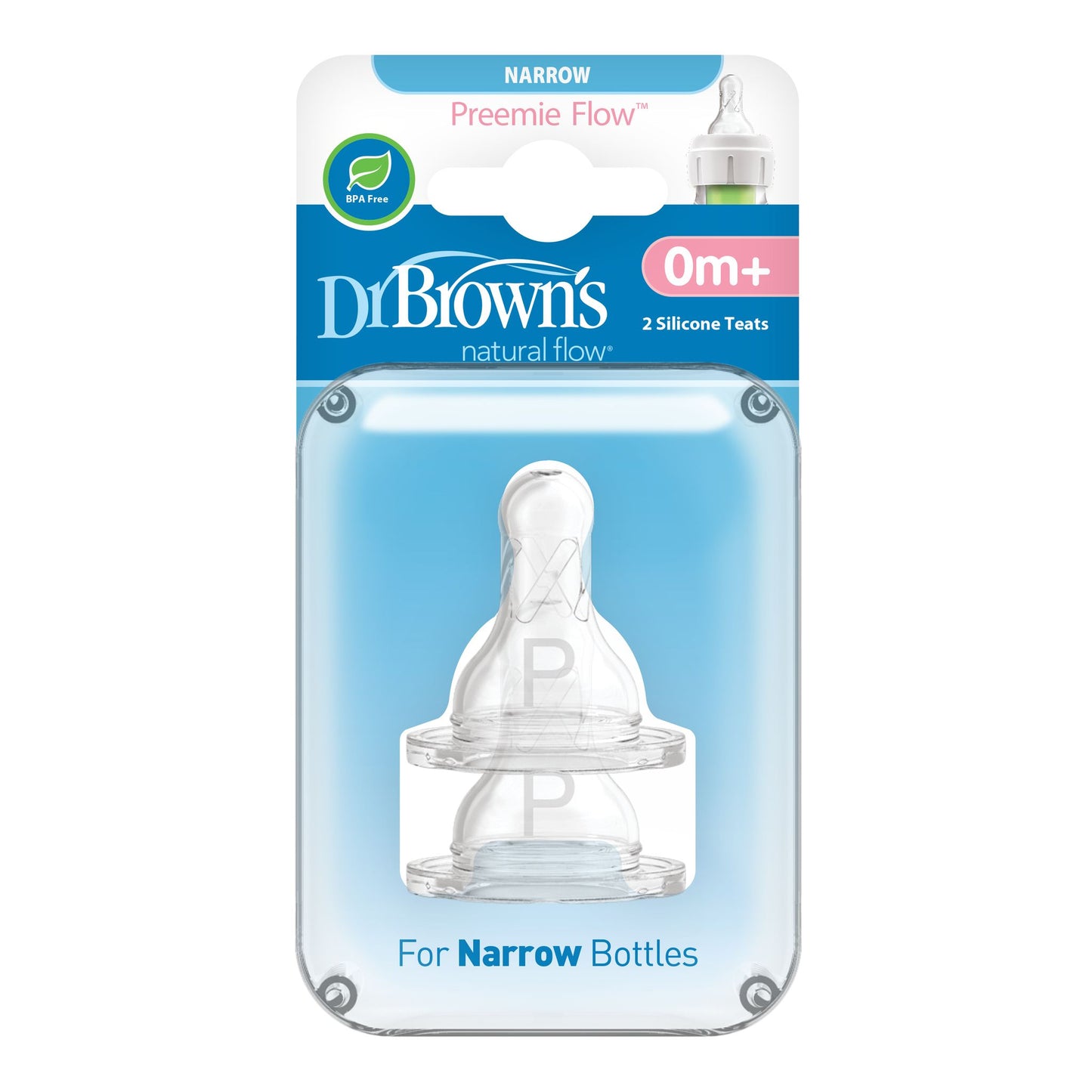 Dr. Brown's Preemie Flow Silicone Narrow Nipple, 2-Pack