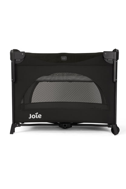 Joie Kubbie Sleep Baby Playpen - Playard/Folding Baby Bed Cum Cot/Convertible Crib, Birth to 3 Years, with One Side Drop Down and Zip Open Entry/Exit, Including Cradle Connect Strap - Shale
