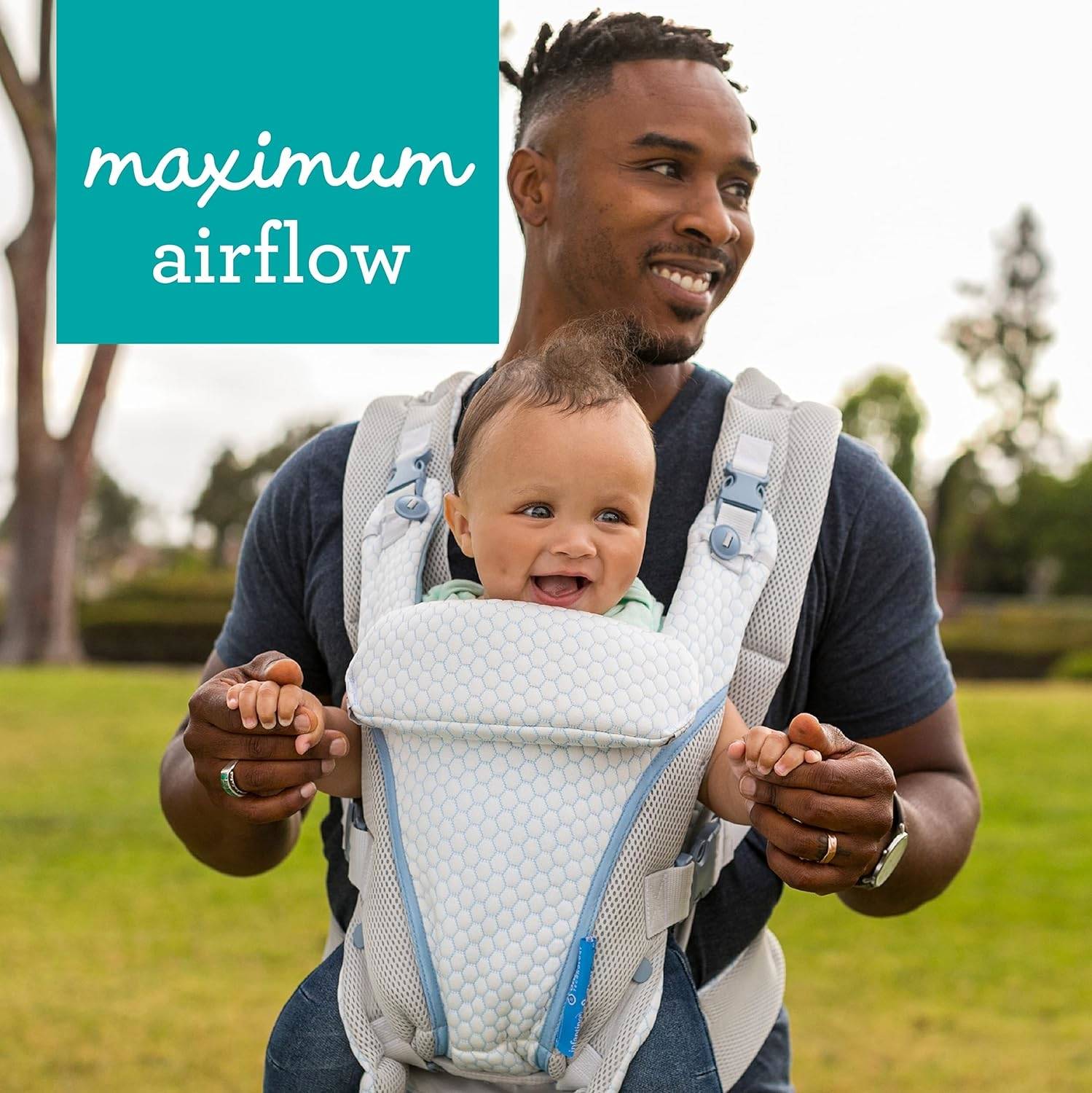 Infantino Staycool 4-in-1 Convertible Carrier with Ergonomic seat, Head Support, Shoulder Straps, and Waist Belt 4 Ways to Carry, Can Carry (3.6-18.14 Kgs), White