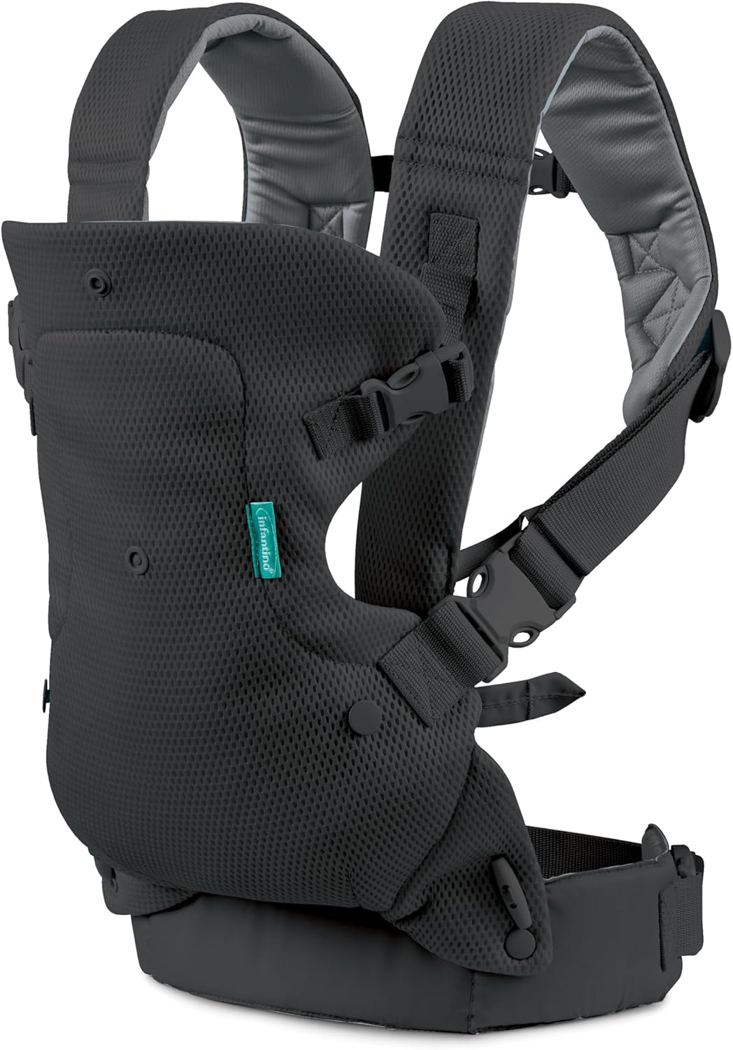 Infantino Flip 4-in-1 Light & Airy Convertible Carrier with Ergonomic seat, Head Support, Shoulder Straps, and Waist Belt 4 Ways to Carry, Can Carry (3.6-14.5 Kgs), Dark Grey