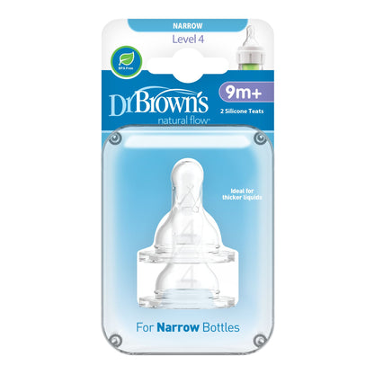 Dr. Brown's Level 4 Silicone Narrow Nipple, 2-Pack