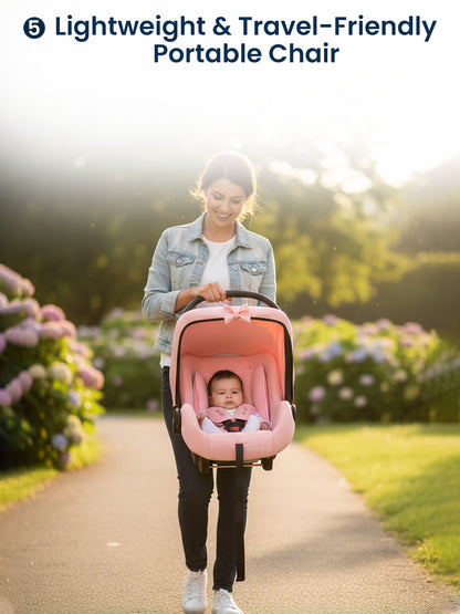 Polka Tots 5-In-1 Baby Car Seat Carry Cot With Canopy Feeding Seat 0 To 15 Months  - Pink