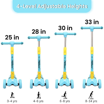 R for Rabbit Road Runner Scooter - PU LED Wheels, 4 Level Height Adjustment, Anti Slip Deck Blue