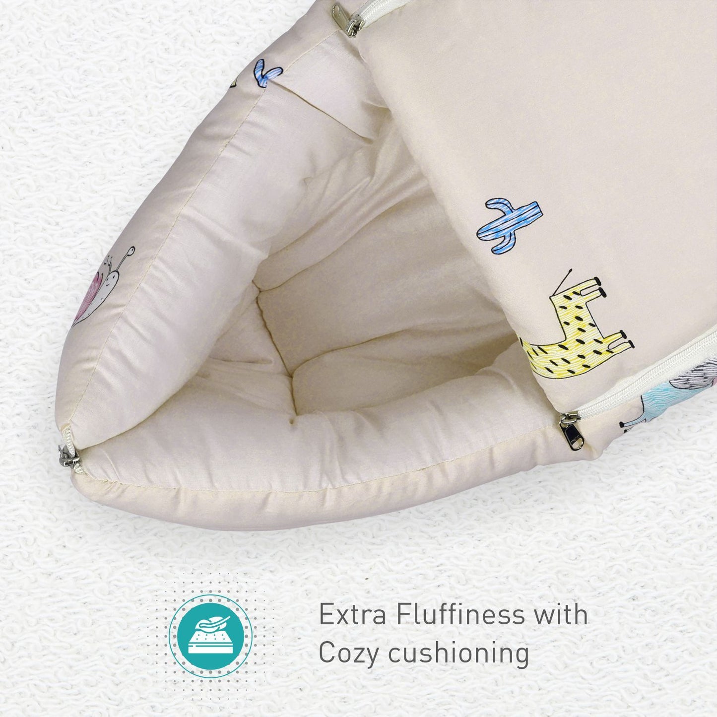 R for Rabbit Snuggy Baby Bed - Easy To Carry, Convertible, High Quality Zip, 100% Natural Cotton Tan Brown