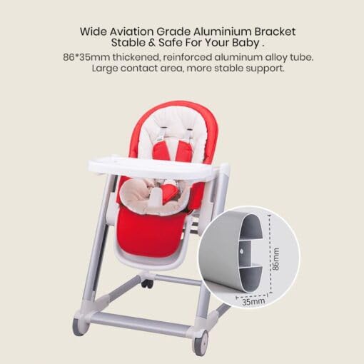 StarAndDaisy Baby Feeding High Chair, Infants Booster Seat with Wheels, Multi – Functional Kids High Chair with Detachable Food Tray & Adjustable Height with 5 Point Safety Belt