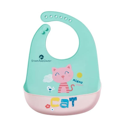 StarAndDaisy Reusable Silicone Bib for Baby with Adjustable Buttons for Mess-Free Feeding