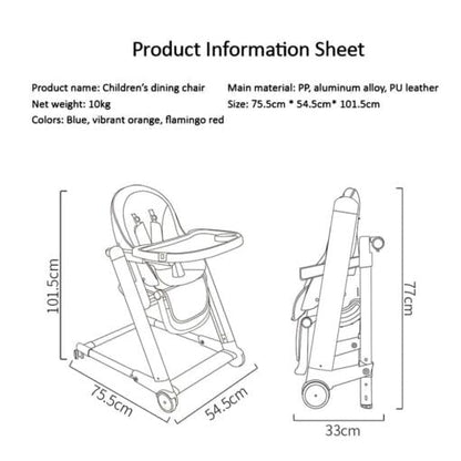 StarAndDaisy Baby High Chair, Infants Booster Seat with Wheels, Multi – Functional Kids High Chair with Detachable Food Tray & Adjustable Height with 5 Point Safety Belt