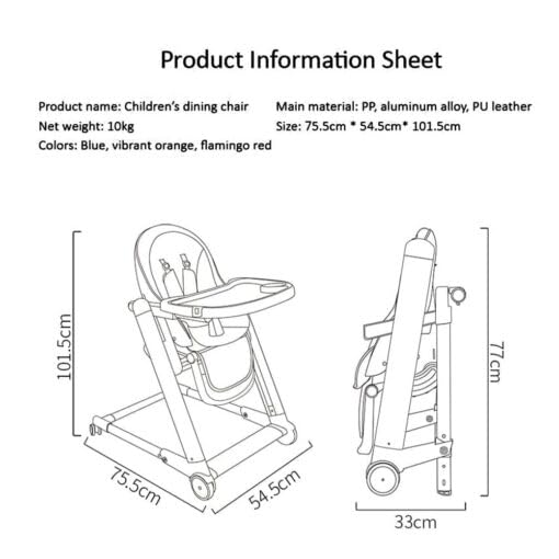 StarAndDaisy Baby Feeding High Chair, Infants Booster Seat with Wheels, Multi – Functional Kids High Chair with Detachable Food Tray & Adjustable Height with 5 Point Safety Belt