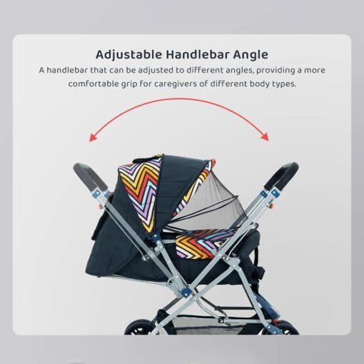 StarAndDaisy Sunrise Reversible Baby Stroller and Pram with Mosquito Net and Wheel Breaks Cushion (Vibrant-Stroller)