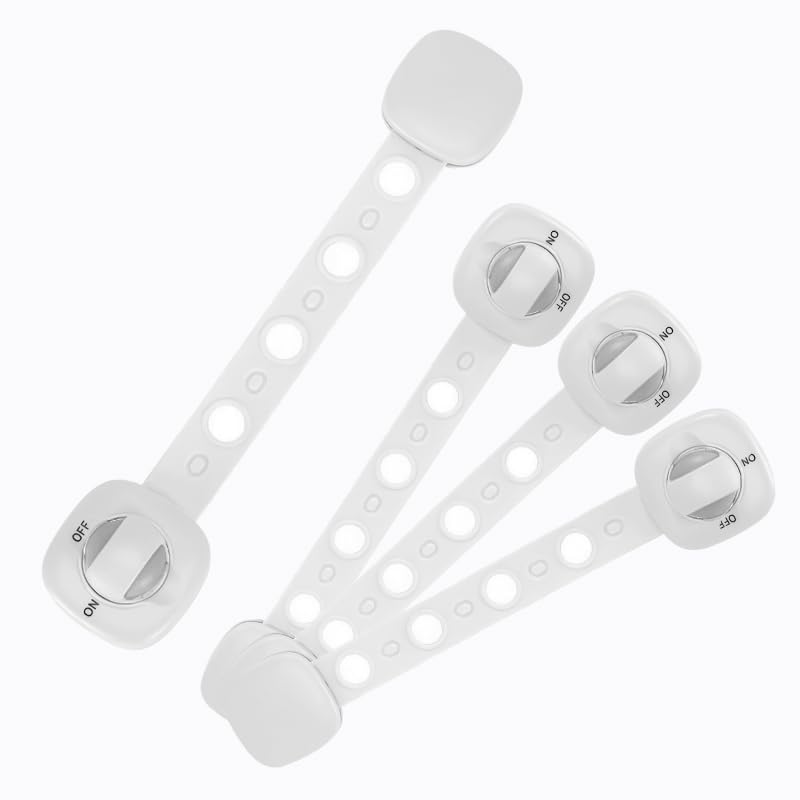 StarAndDaisy Baby Proofing Safety Locks, Adjustable Furniture Locks for Drawers, Fridge, Cupboards, Easy Install & Remove with Adhesive Pasting (Large, 4)