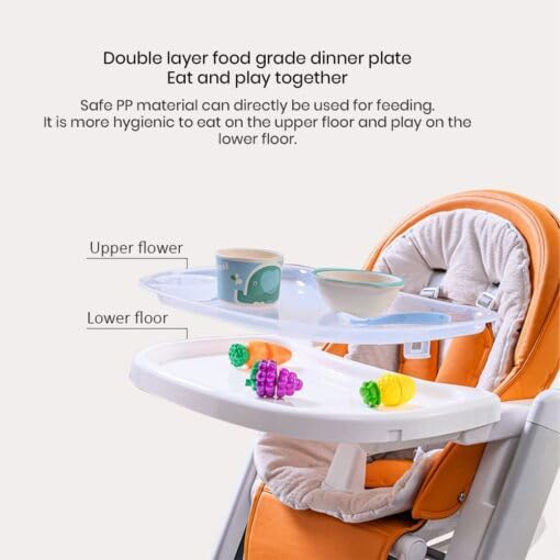 StarAndDaisy Baby High Chair, Infants Booster Seat with Wheels, Multi – Functional Kids High Chair with Detachable Food Tray & Adjustable Height with 5 Point Safety Belt