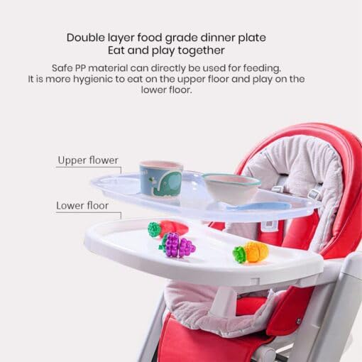 StarAndDaisy Baby Feeding High Chair, Infants Booster Seat with Wheels, Multi – Functional Kids High Chair with Detachable Food Tray & Adjustable Height with 5 Point Safety Belt
