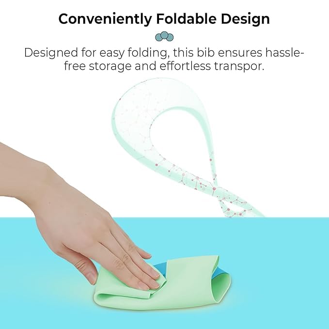 StarAndDaisy Reusable Silicone Bib for Baby with Adjustable Buttons for Mess-Free Feeding, Weaning, and Easy Cleaning and Waterproof (Printed-Green Bear)
