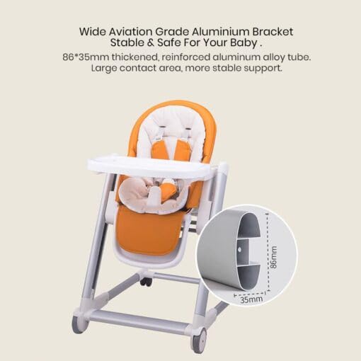 StarAndDaisy Baby High Chair, Infants Booster Seat with Wheels, Multi – Functional Kids High Chair with Detachable Food Tray & Adjustable Height with 5 Point Safety Belt