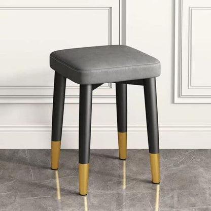 StarAndDaisy Light Luxury Dining Chair, Stackable Simple Modern Dining Table and Stool, Black Gold Leg Leather Stool, Suitable for Dining Room and Bedroom (Grayish.)