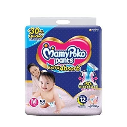MamyPoko Extra Absorb Pants Style Diapers Medium - 58 Pieces(7-12 Kg)