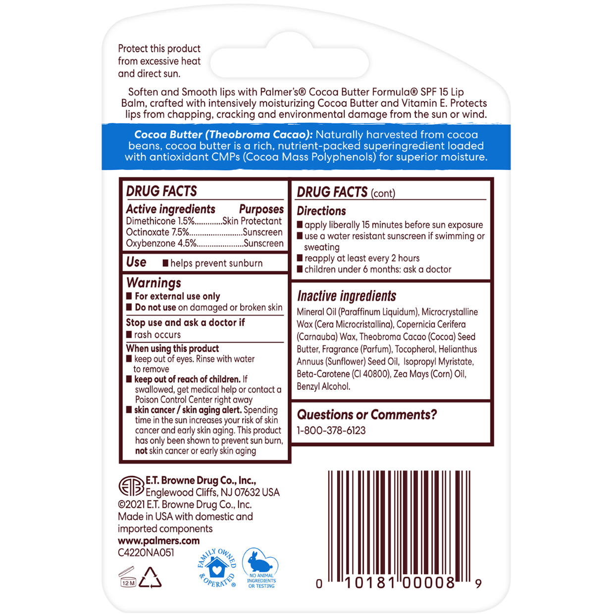 Palmer's Cocoa Butter Formula Moisturising Lip Balm SPF 15, 4gm