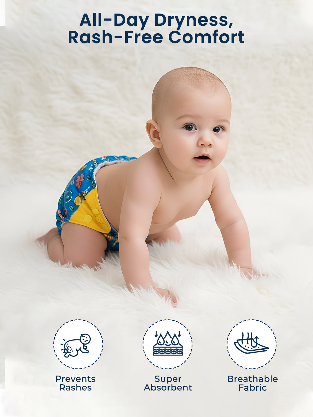 Polka Tots  Reusable & Washable Fleece Cloth Diapers with 1 Liner, Traditional Print