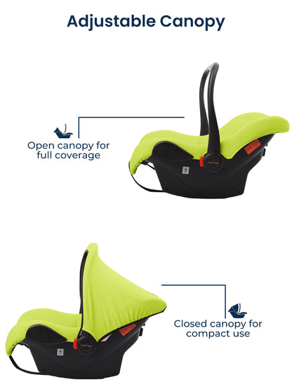 Polka Tots 5-In-1 Baby Car Seat Carry Cot With Canopy Feeding Seat 0 To 15 Months - Green