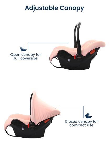 Polka Tots 5-In-1 Baby Car Seat Carry Cot With Canopy Feeding Seat 0 To 15 Months  - Pink