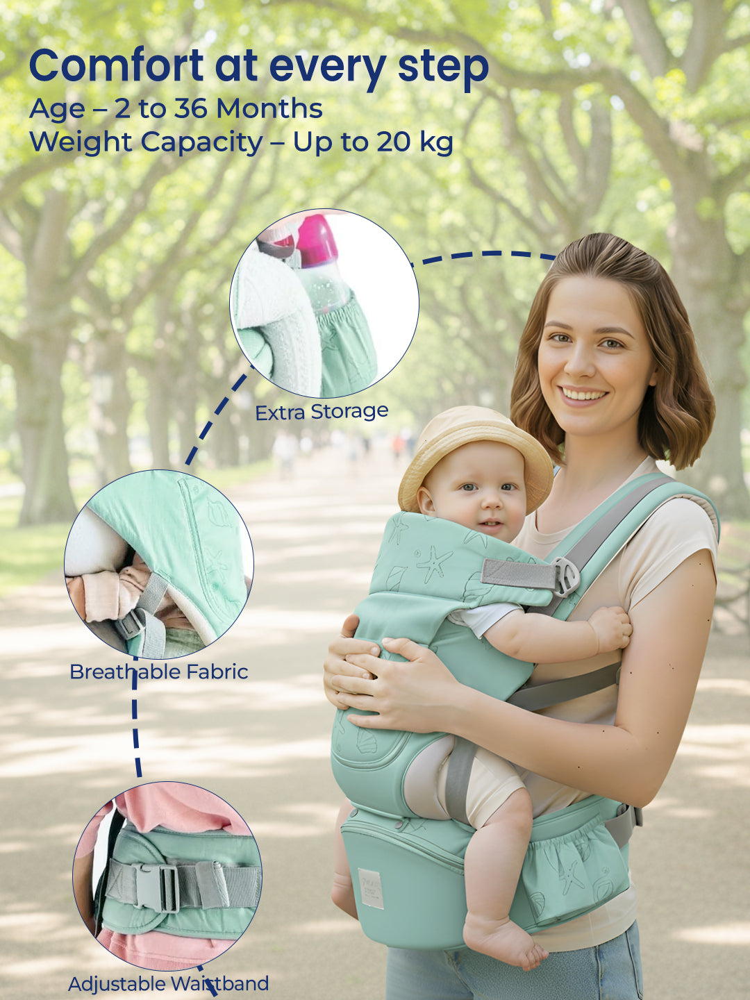 Polka Tots Unisex Green Baby Carrier