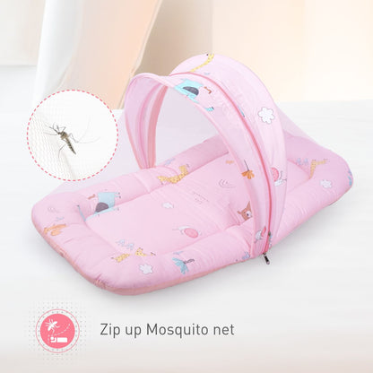 R for Rabbit Snuggy Safari Baby Bed - Easy To Carry, Convertible, HQ Zip, 100% Natural Cotton Pink