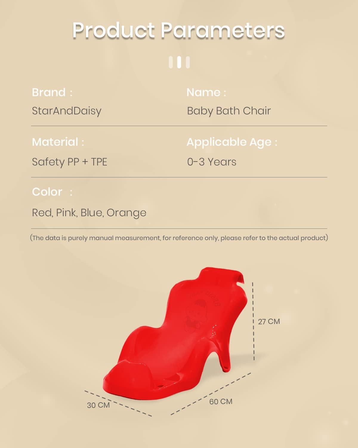 StarAndDaisy Baby Anti Slip Bather/Bath Seat for 0-18 Months for Infant/Toddler -Super Comfortable & Non Slip Bath Chair-(Red)