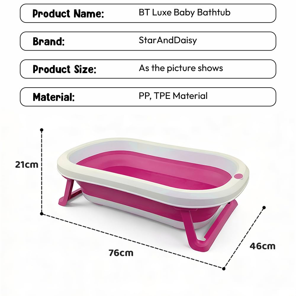 StarAndDaisy Baby Bath Tub for 0 to 5 Years/Bath Tub for Kids 0-3 Years, Tub for Girls & Boys with Foldable Legs, Easy to Store -Pink