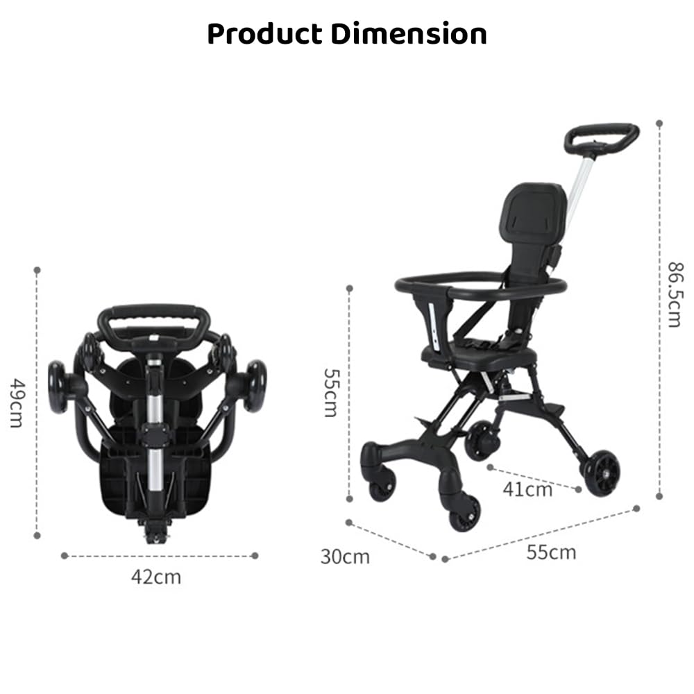 StarAndDaisy Stroller For Baby Boy & Girl 0 To 3 Years / Premium Travel Baby Stroller / Lightweight & Foldable / 360° Rotating Seat / Reclining Backrest / Adjustable Handlebar / Secure Five-Point Harness- Yellow