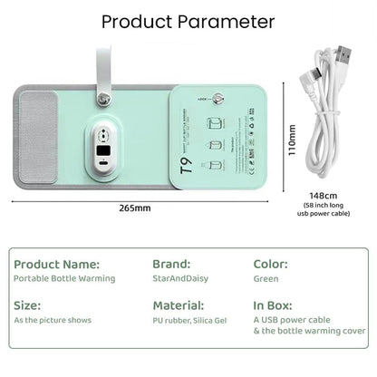 StarAndDaisy Bottle Warmer for Baby / Toddlers, Water Warmer with Adjustable Temperature Control Portable & USB, Constant Temperature Control Technology, Baby Feeding Bottle Warmer for Travel Outdoor -Green
