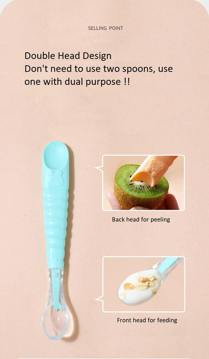 StarAndDaisy Baby Feeding Spoon with Scraper (Sky Blue)2-in-1 spoon blue