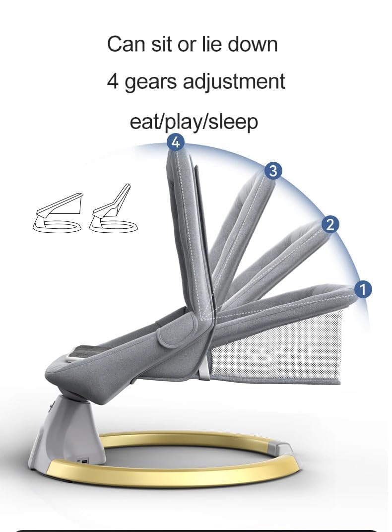 StarAndDaisy Baby Rockers for 0 to 2 Years, Baby Multi Functional Rocker for Babies, Infants & Toddler with Mattress, 5-Level Automatic Swing & Bouncer/Cradle with Touch Panel & Hanging Toys (Grey.)