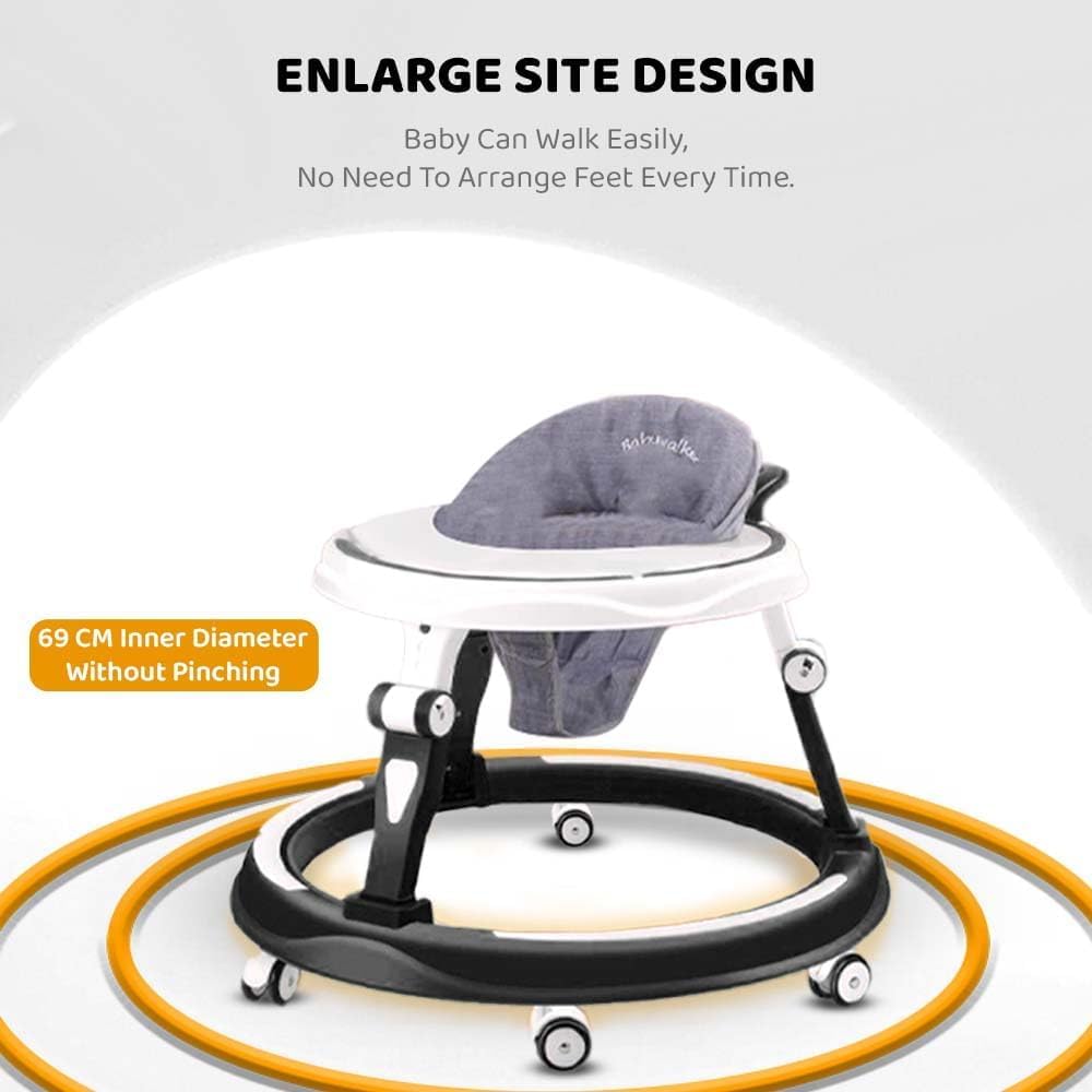 StarAndDaisy 360° Baby Walker with Adjustable Height/Walker for Kids 6-24 Months with Multi-Functional, Anti-Rollover & Foldable Design, Baby Boys & Girls (Black)
