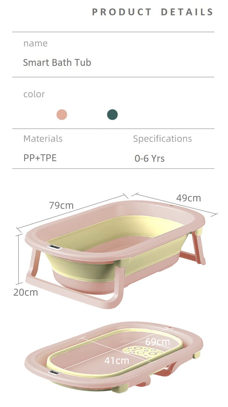 StarAndDaisy Foldable Infant Bath Tub, Collapsible Newborn Toddler Folding Bathing Support Bathtub with Cushion for 0-3 Years Kids (Baby Pink)