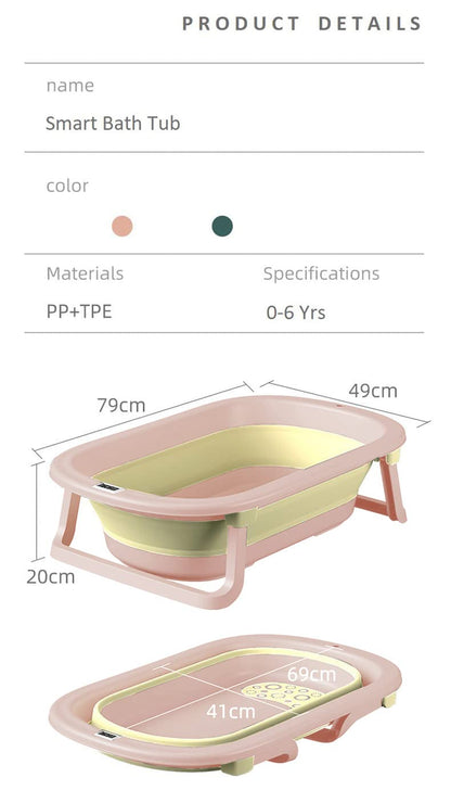 StarAndDaisy Foldable Infant Bath Tub, Collapsible Newborn Toddler Folding Bathing Support Bathtub with Cushion for 0-3 Years Kids (Baby Pink)