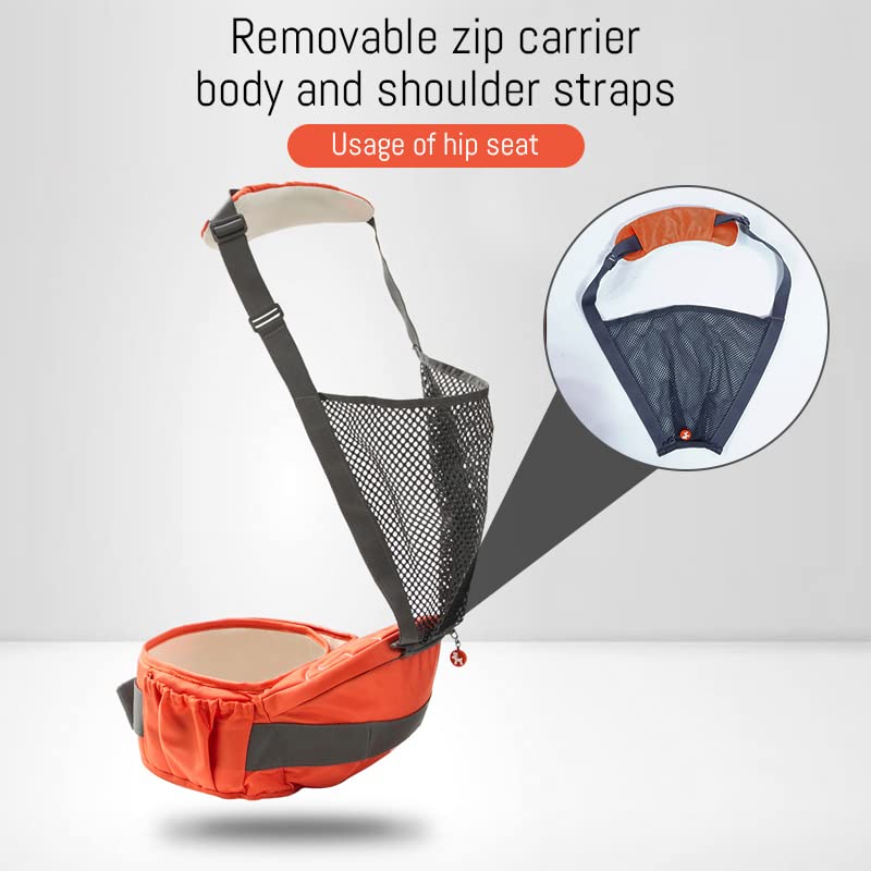 StarAndDaisy Baby Deer Series 6 in 1 Multipurpose Strong Baby Carrier with Upgraded Breathable Air Fabric & Ergonomic Design Coushion Padding for Baby Comfort (Orange)