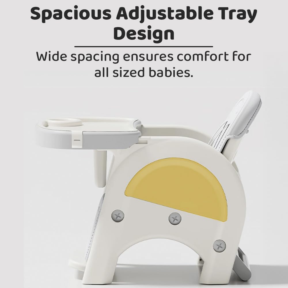 StarAndDaisy Baby high Chair for Baby Feeding Chair for 0 to 5 Years with Removable Tray, Convertible Baby High Chair to Study Table & Chair Set, 5-Point Safety Belt, Multi Backrest Position -Yellow