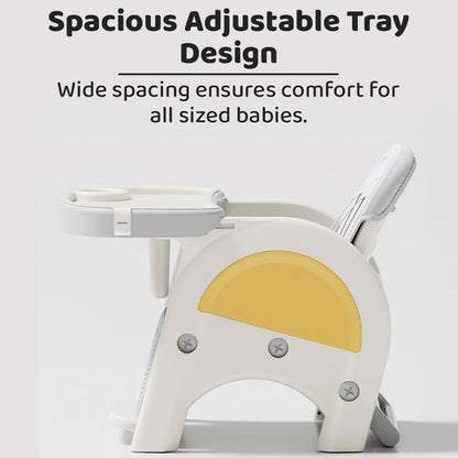 StarAndDaisy Baby high Chair for Baby Feeding Chair for 0 to 5 Years with Removable Tray, Convertible Baby High Chair to Study Table & Chair Set, 5-Point Safety Belt, Multi Backrest Position -Yellow