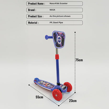 StarAndDaisy X NASA Kick Scooter for Kids 3+ Years, Foldable Skate Scooter for Children Girls & Boys with Multi-Level Height Adjustment, LED Wheels & Brakes -(Officially Licensed) (Red-Blue)