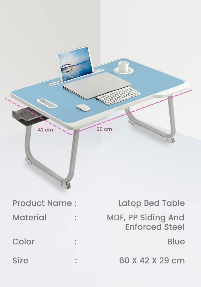 StarAndDaisy Baby Kids Foldable Study Desk/Baby Bed Table for Laptop and Study/Laptop Table Stand with Height Adjustable - USB-Grey1