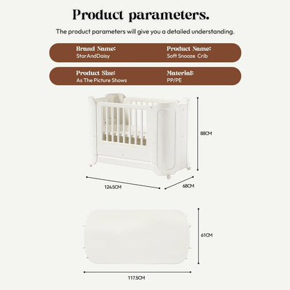 StarAndDaisy Baby Cot with Wheels / 100KG Heavy Duty PP Baby Crib/Waterproof & Termite Resistant/BPA-Free Newborn Baby Bed/Portable Infant Sleeping Cot -White