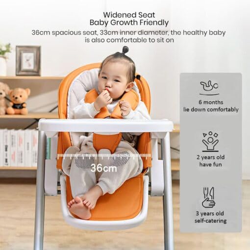 StarAndDaisy Baby High Chair, Infants Booster Seat with Wheels, Multi – Functional Kids High Chair with Detachable Food Tray & Adjustable Height with 5 Point Safety Belt