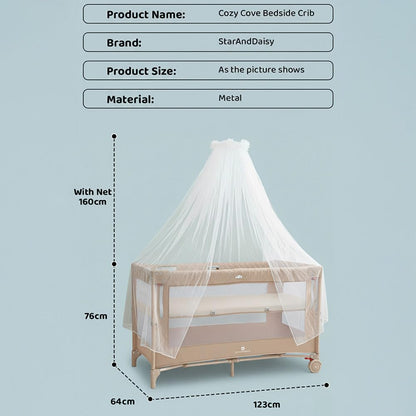 StarAndDaisy Cradle for New Born Baby Cradle for 0 to 3 Year Baby with Wheels,Storage Basket & Mosquito net Baby Sleeping Cradle/Bedside Bassinet for (CozyCove-Beige)