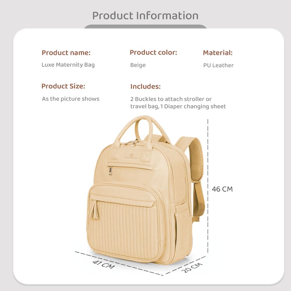 StarAndDaisy Baby Diaper Bag for Mothers/Mom Travel Maternity Backpack with Insulated Milk Bottle Pocket, Multi Compartments, Waterproof, Travel Friendly, Lightweight (Beige)