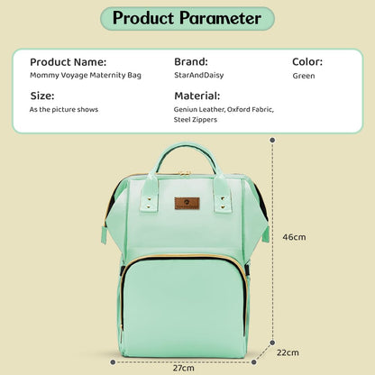 StarAndDaisy Diaper Bag for Mothers for Travel – 27L Lightweight Waterproof Leatherite Diaper Bag/Baby Bag for Mother Travel with 15 Multi-Purpose Pockets & Quick Access Diaper Pocket - Green