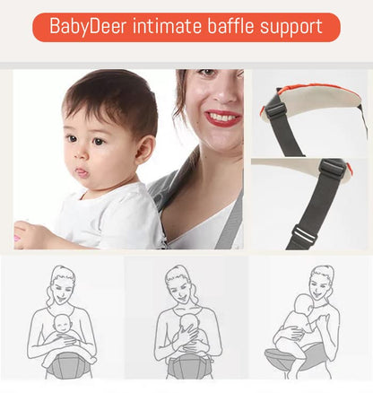 StarAndDaisy Baby Deer Series 6 in 1 Multipurpose Strong Baby Carrier with Upgraded Breathable Air Fabric & Ergonomic Design Coushion Padding for Baby Comfort (Orange)