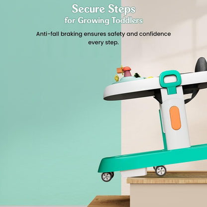 StarAndDaisy Elegant Baby Walker 0-2 Years/Walker for Kids Girl Boy with Anti Fall Brake Pads, 3 Speed Height Adjustment, Multi-Level Seat Adjustment, Recreational Music Toy Bar (Quirky Green)